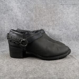 TaraM Shoes Womens 8.5 Mule Booties Slip On Block Heel Western Leather Black